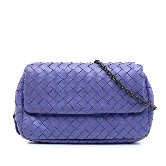 Bottega Veneta Intrecciato Chain Flap Mini Purple Nappa Leather