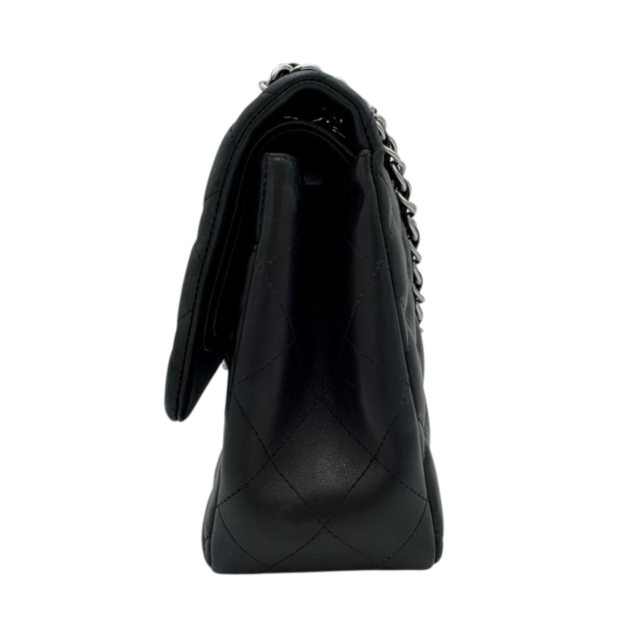 Chanel Classic Double Flap Jumbo Black Calfskin Silver