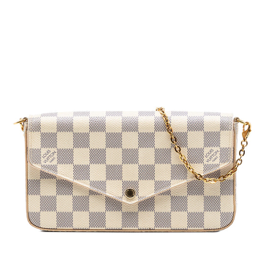 Louis Vuitton Pochette Felicie Damier Azur Canvas Gold