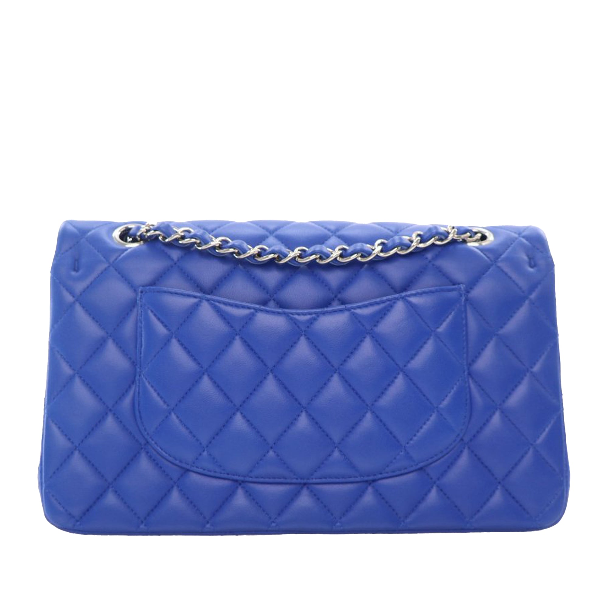 Chanel Classic Double Flap Medium Blue Lambskin Silver