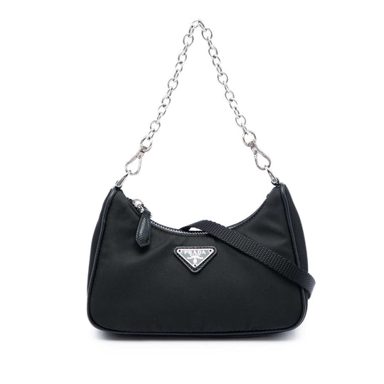 Prada Re-Edition 2005 Mini Black Nylon Saffiano Leather Trim