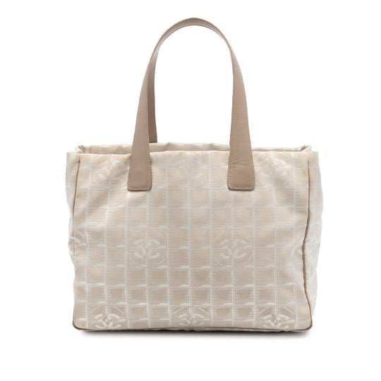 Chanel New Travel Line Tote Beige Nylon Calfskin