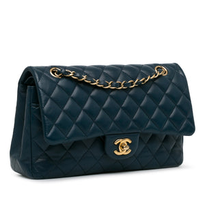 Chanel Classic Double Flap Medium Blue Lambskin Gold