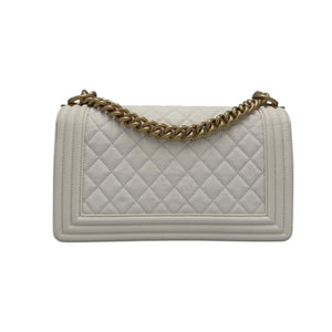 Chanel Boy New Medium White Lambskin Gold