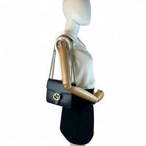 Gucci Interlocking GG Small Black Calfskin Gold