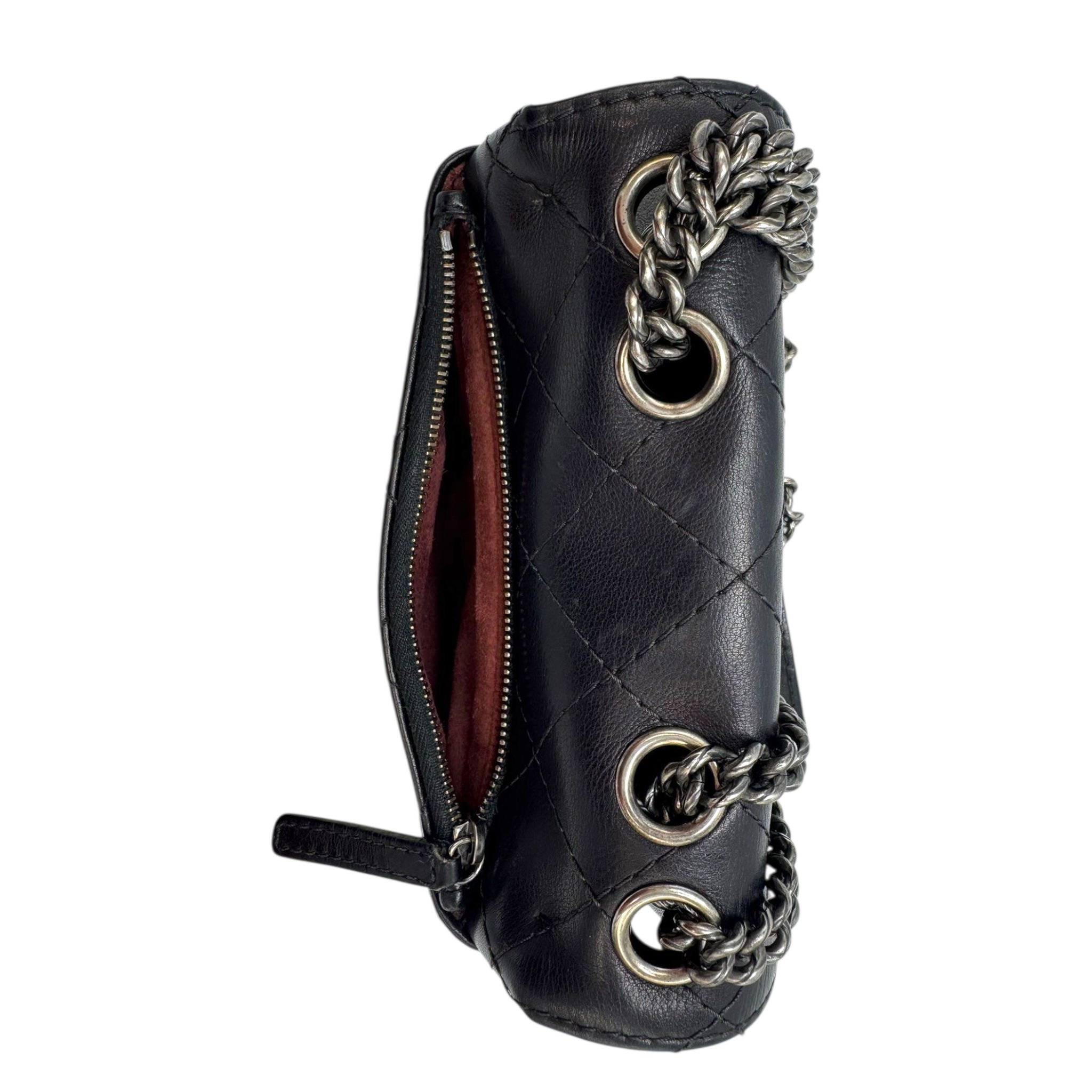 Chanel Mini Camera Crossbody Bag Lambskin Black Silver