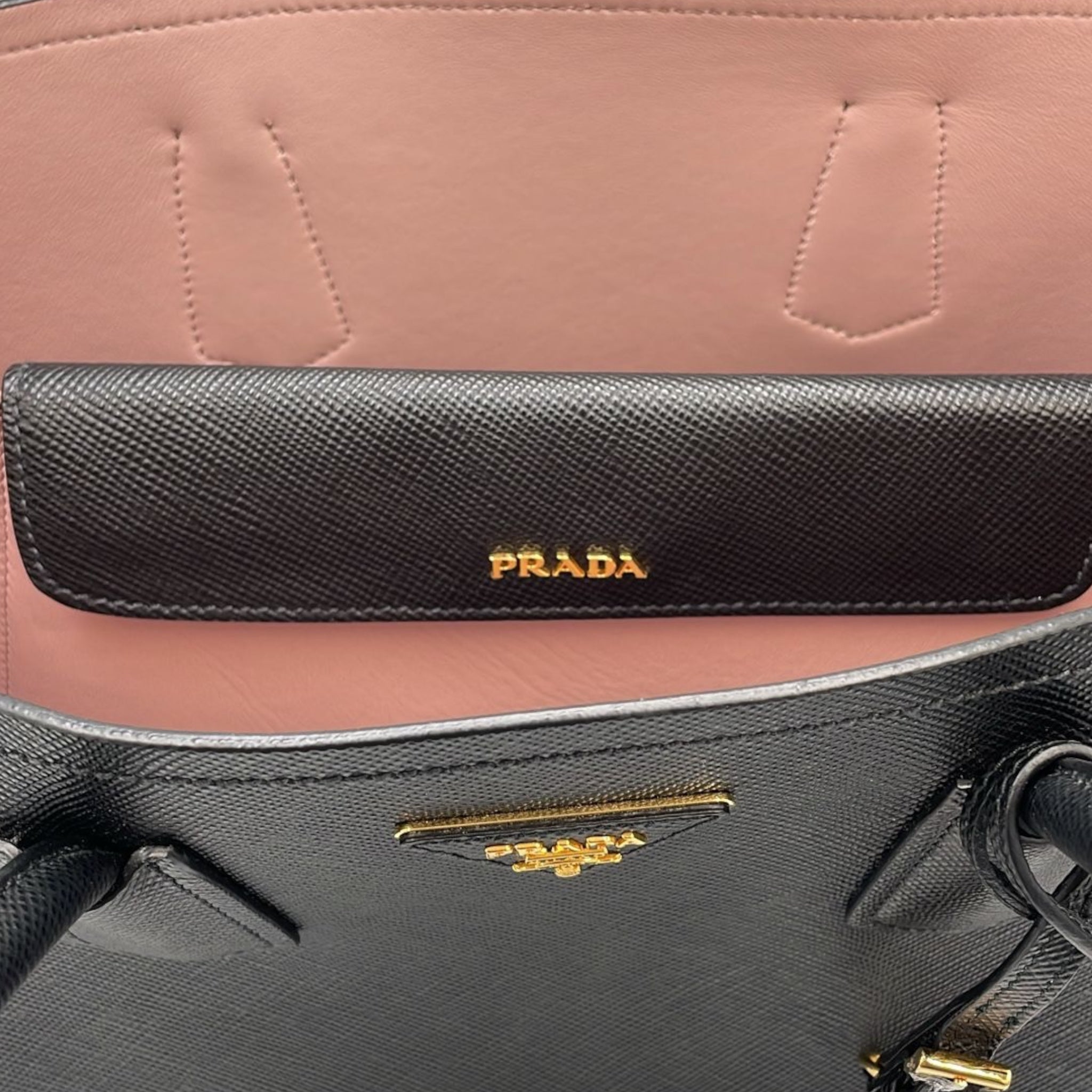 Prada Double Cuir Black Saffiano