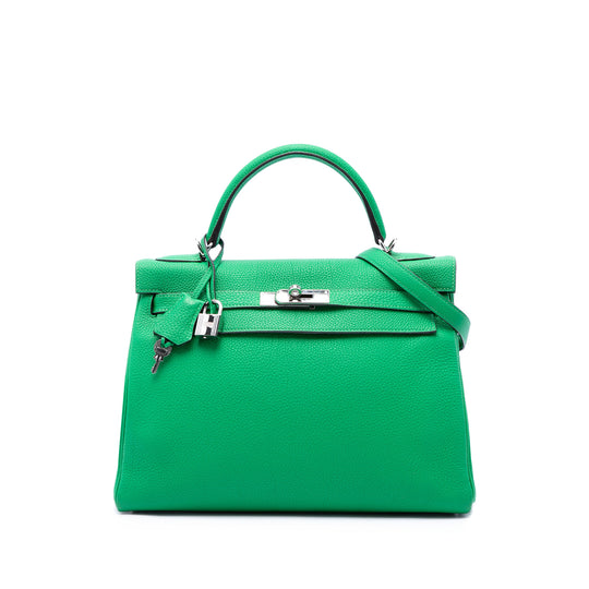 Hermès Kelly II Retourne 32 Green Togo Palladium