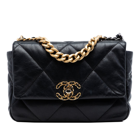 Chanel 19 Flap Medium Black Lambskin Gold