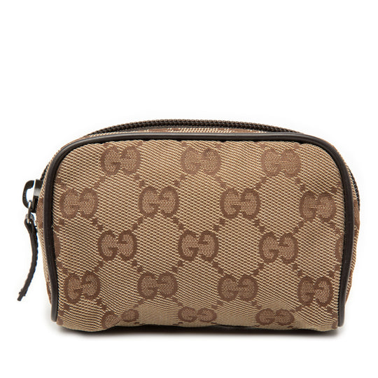 Gucci GG Canvas Coin Pouch Beige Canvas Calfskin