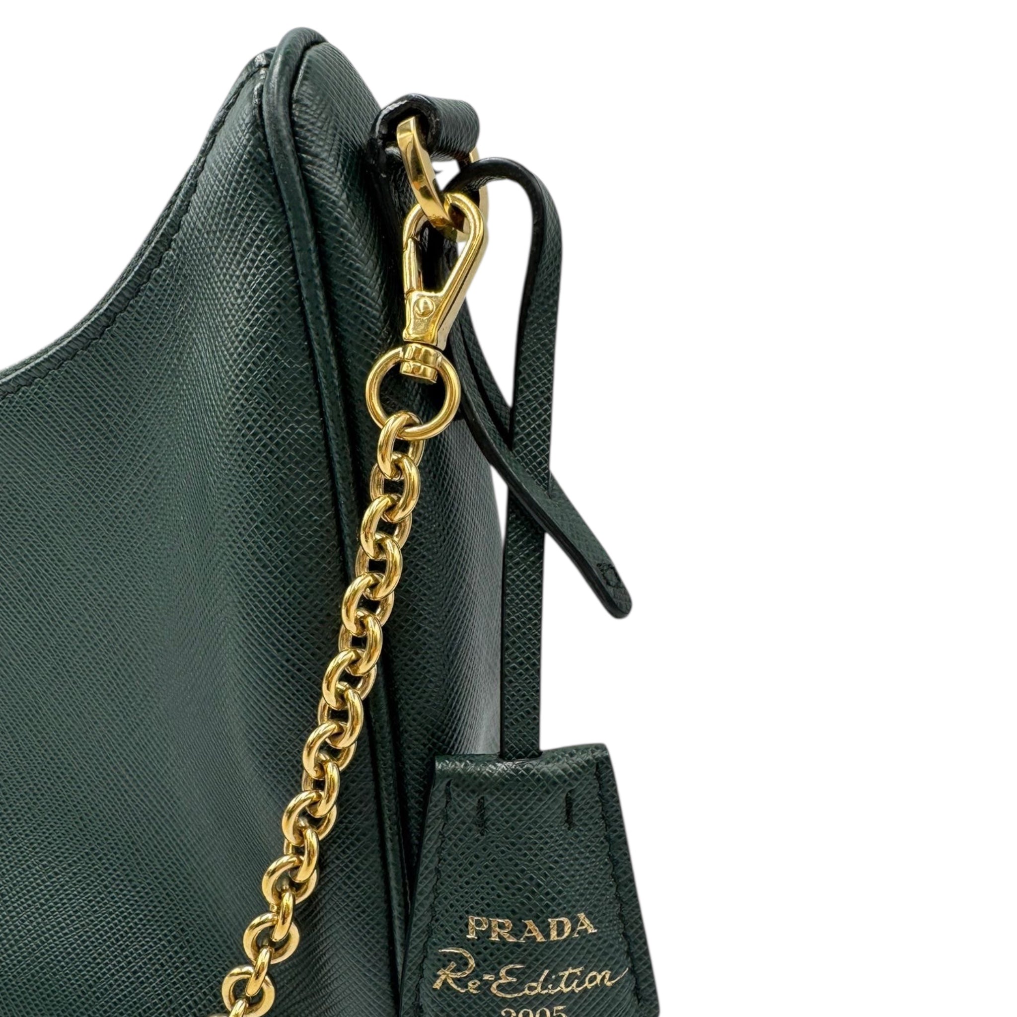 Prada Re-Edition 2005 Dark Green Saffiano Leather