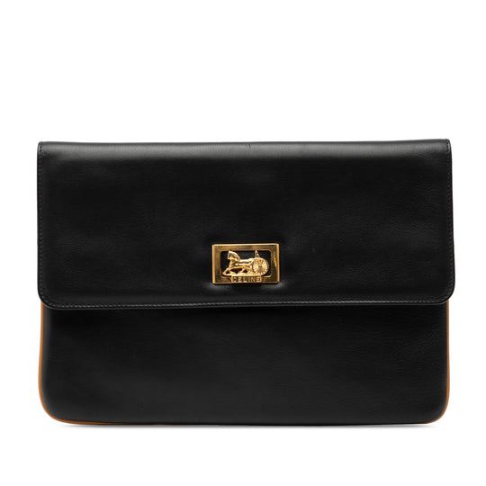 Celine Carriage Clutch Black Calfskin
