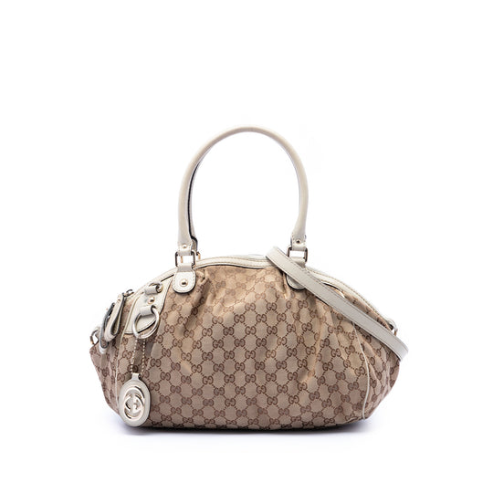 Gucci Sukey White GG Canvas Calfskin