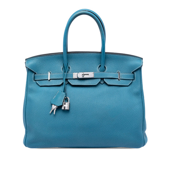 Hermès Birkin Retourne 35 Bleu Jean Togo Palladium