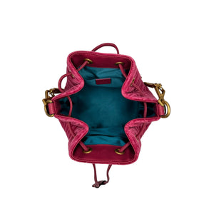 Gucci GG Marmont Bucket Bag Medium Rasperry Pink Velvet Gold