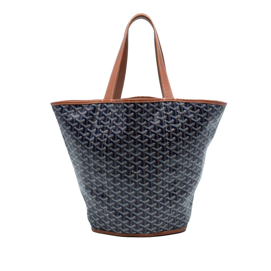 Goyard Belharra Tote Blue Goyardine Canvas Calfskin