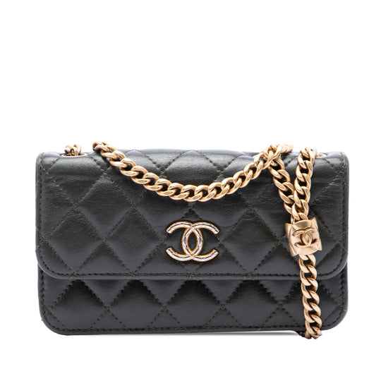 Chanel Pillow Crush Flap Phone Holder Gray Lambskin