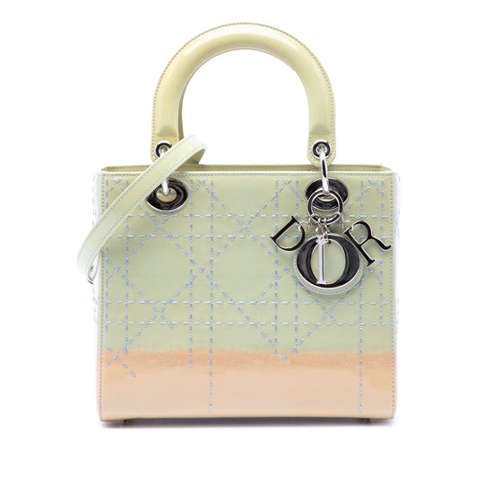 Dior Lady Dior Medium Green Patent Leather