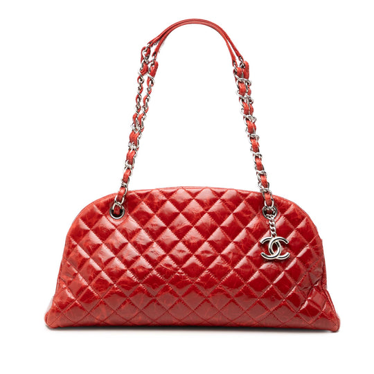 Chanel Mademoiselle Bowling Large Red Glazed Calfskin Silver