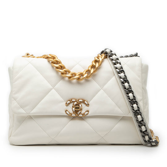Chanel 19 Flap Large White Lambskin