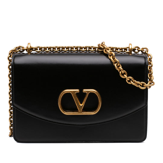 Valentino VLogo Vain Small Black Calfskin
