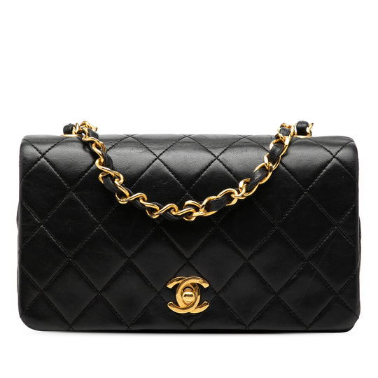 Chanel Quilted Turnlock Full Single Flap Black Lambskin Gold
