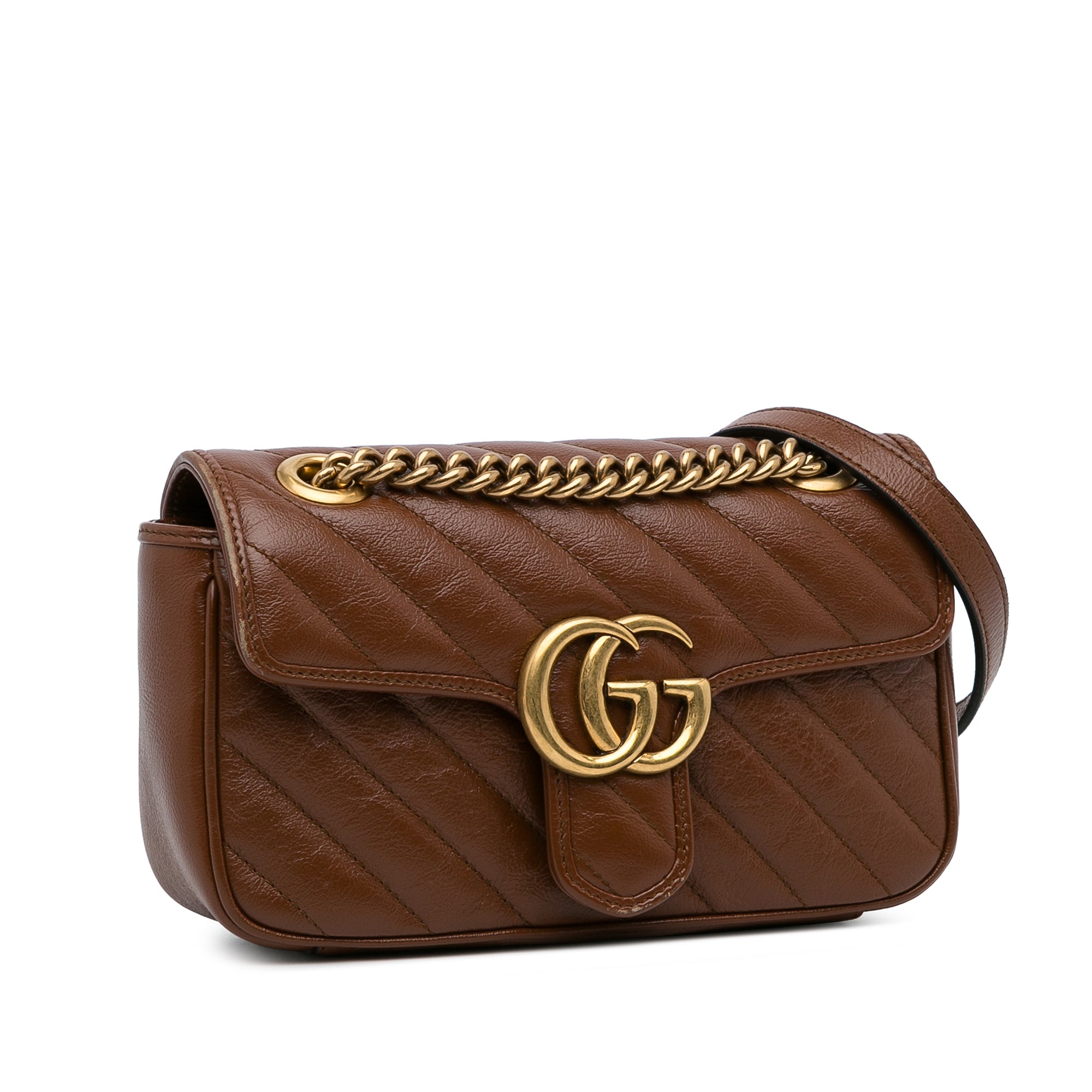 Gucci GG Marmont Diagonal Small Brown 1 400