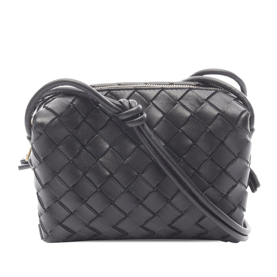 Bottega Veneta Intrecciato Loop Camera Mini Black Lambskin