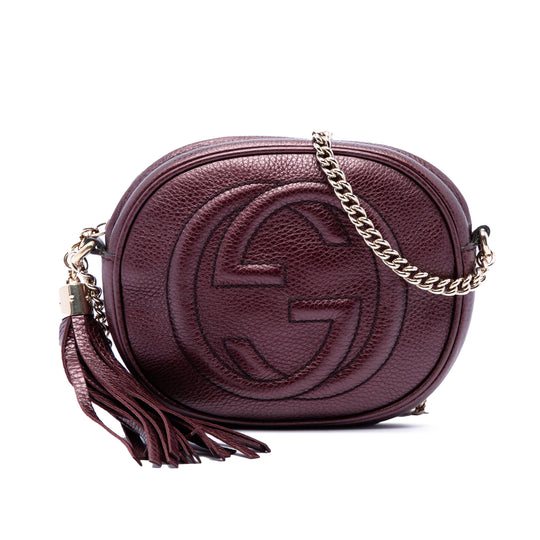 Gucci Soho Mini Purple Metallic Pebbled Calfskin