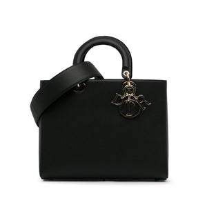 Dior Lady Dior Large Black Grained Calfskin Gold