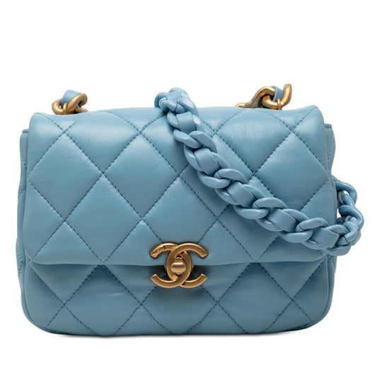 Chanel Classic Flap Mini Blue Lambskin Gold
