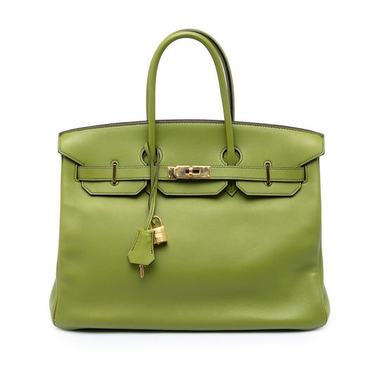 Hermès Birkin Retourne 35 Green Swift Gold
