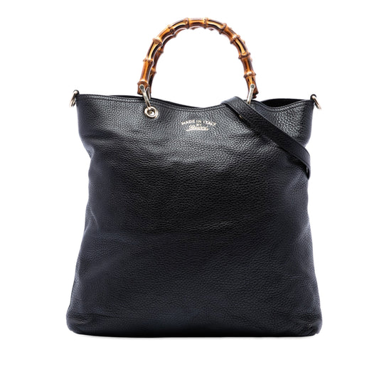 Gucci Bamboo Shopper Tall Black Pebbled Calfskin