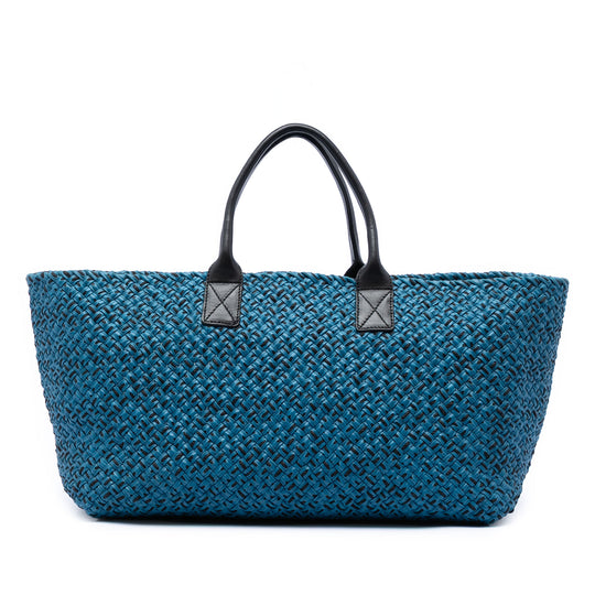 Bottega Veneta Cabat Large Blue Lambskin