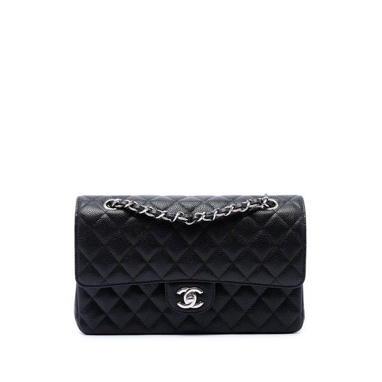 Chanel Classic Double Flap Medium Black Caviar Silver