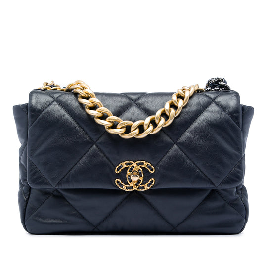 Chanel 19 Flap Large Blue Lambskin
