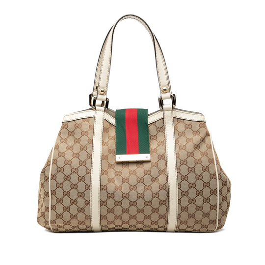 Gucci New Ladies Tote Beige GG Canvas