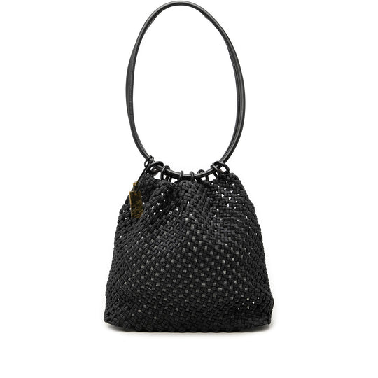 Gucci Shoulder Black Woven Canvas Cotton Leather