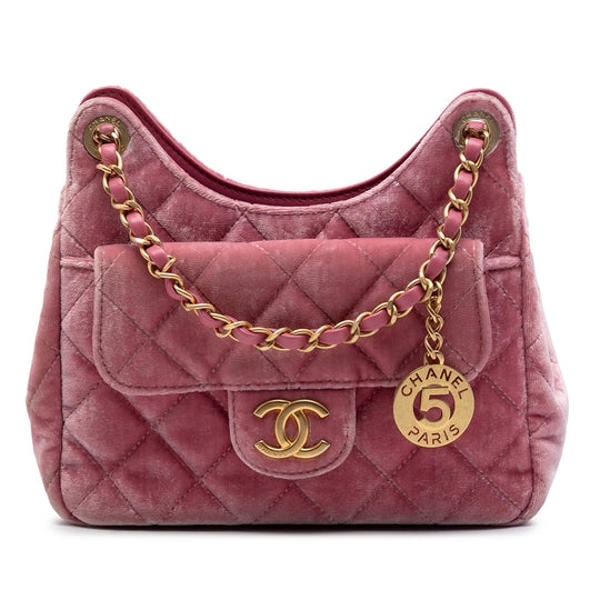 Chanel Wavy CC Hobo Small Pink Velvet