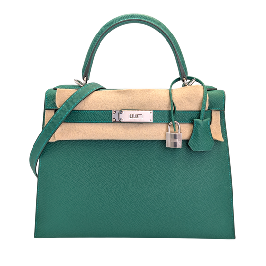 Hermès Kelly II 28 Vert Moyen Veau Epsom Palladium