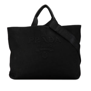 Prada Canapa Drill Tote Black Canvas