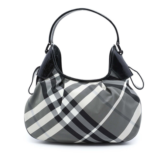 Burberry Brooklyn Hobo Gray Nylon Patent Leather