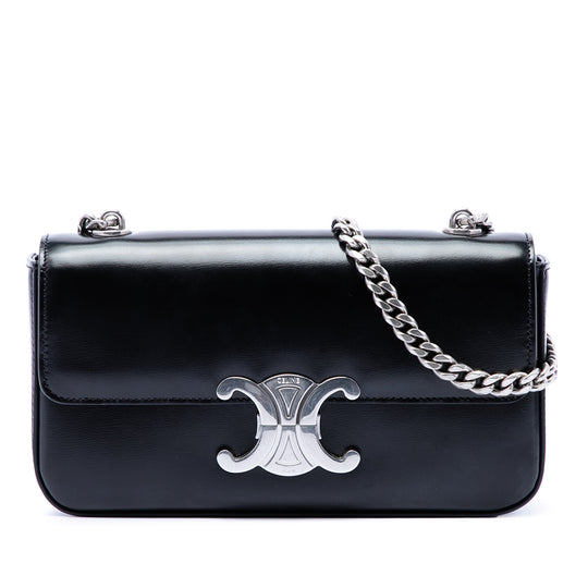 Celine Triomphe Claude Black Calfskin Silver
