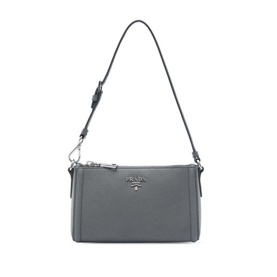 Prada Saffiano Lux Pochette Grey Calfskin