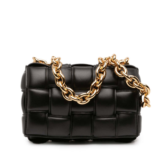 Bottega Veneta Padded Cassette Black Nappa Leather Gold