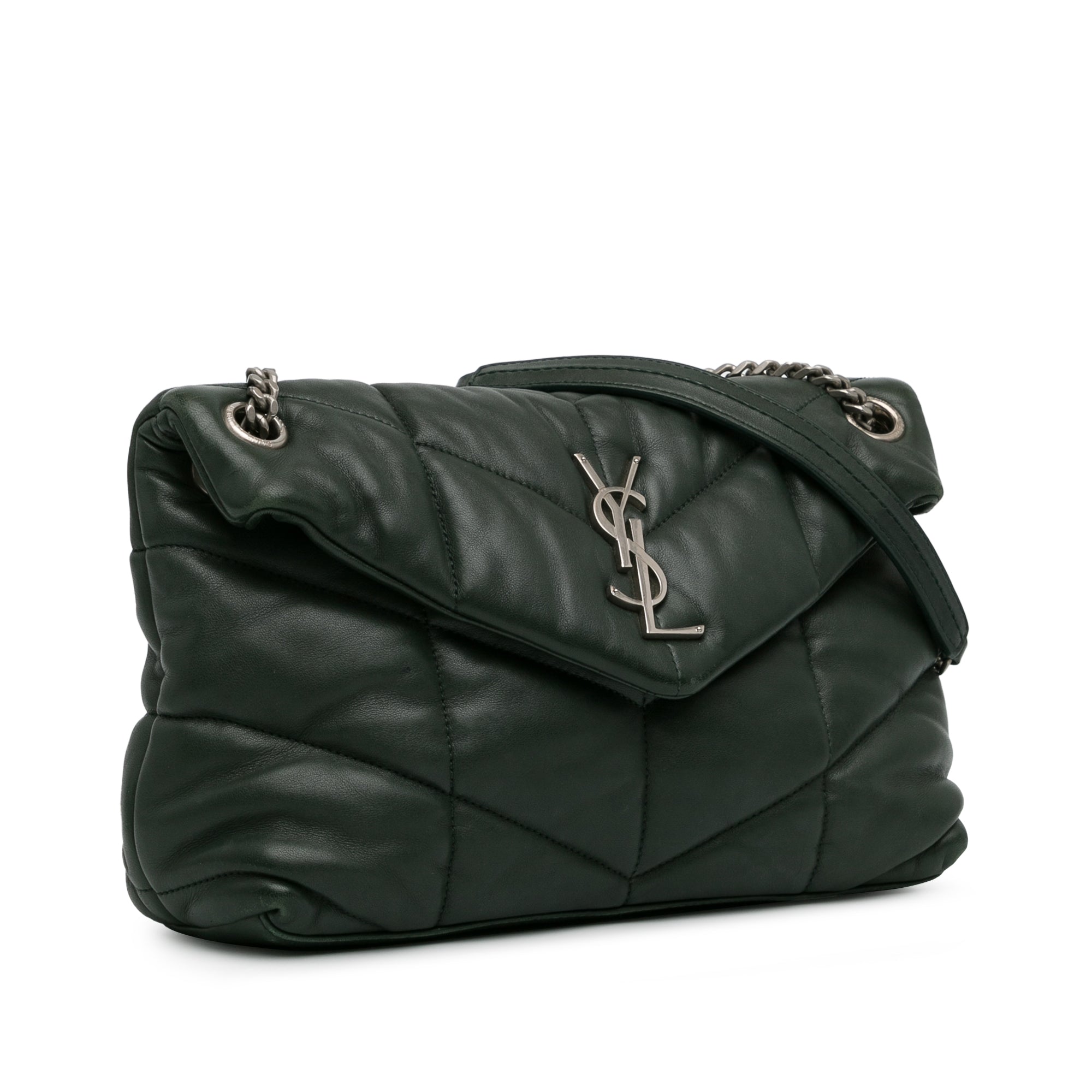 Yves Saint Laurent LouLou Puffer Small Dark Green Lambskin