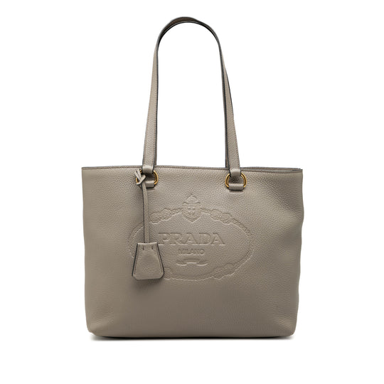 Prada Vitello Daino Canapa Logo Tote Brown Calfskin