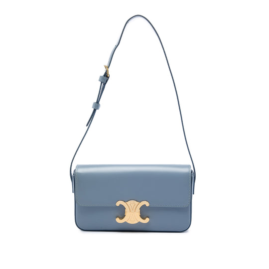Celine Triomphe Claude Blue Calfskin