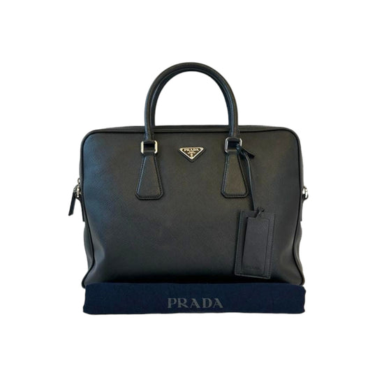 Porte-documents Prada en cuir noir