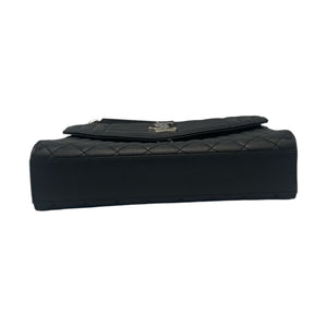 Yves Saint Laurent Envelope  2-Ways Medium Black Embossed Grained Leather